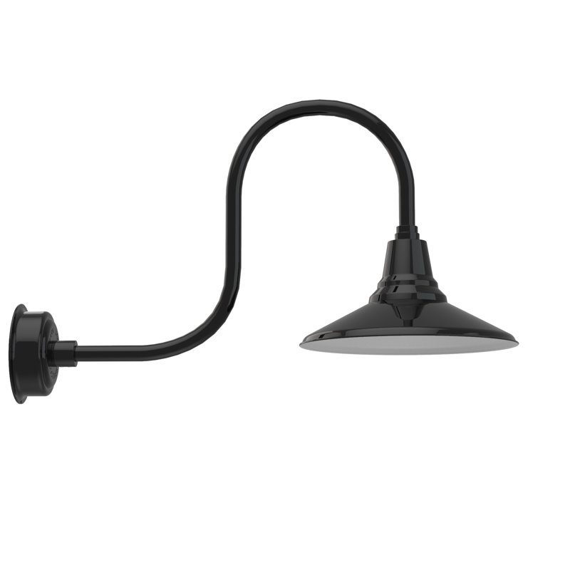 Luminaire de grange d’extérieur à del Albali, H 9 po x l 14 po x P 17 po, Noir