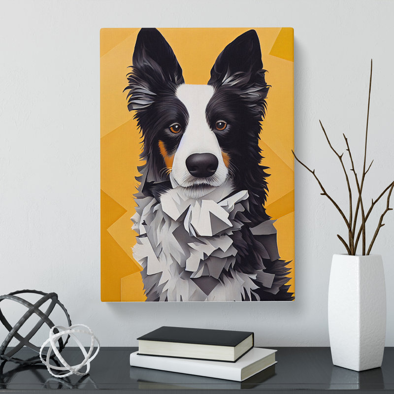 CAN-V0523-280X Border Collie Cubism - Wrapped Canvas Print, 50cm H x 35cm W x 3cm D