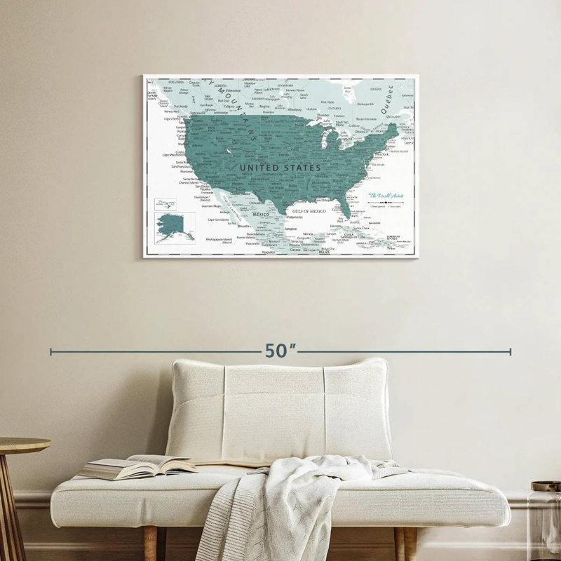Pin foncé cyan foncé USA Alvertia, H 24 po x l 36 po