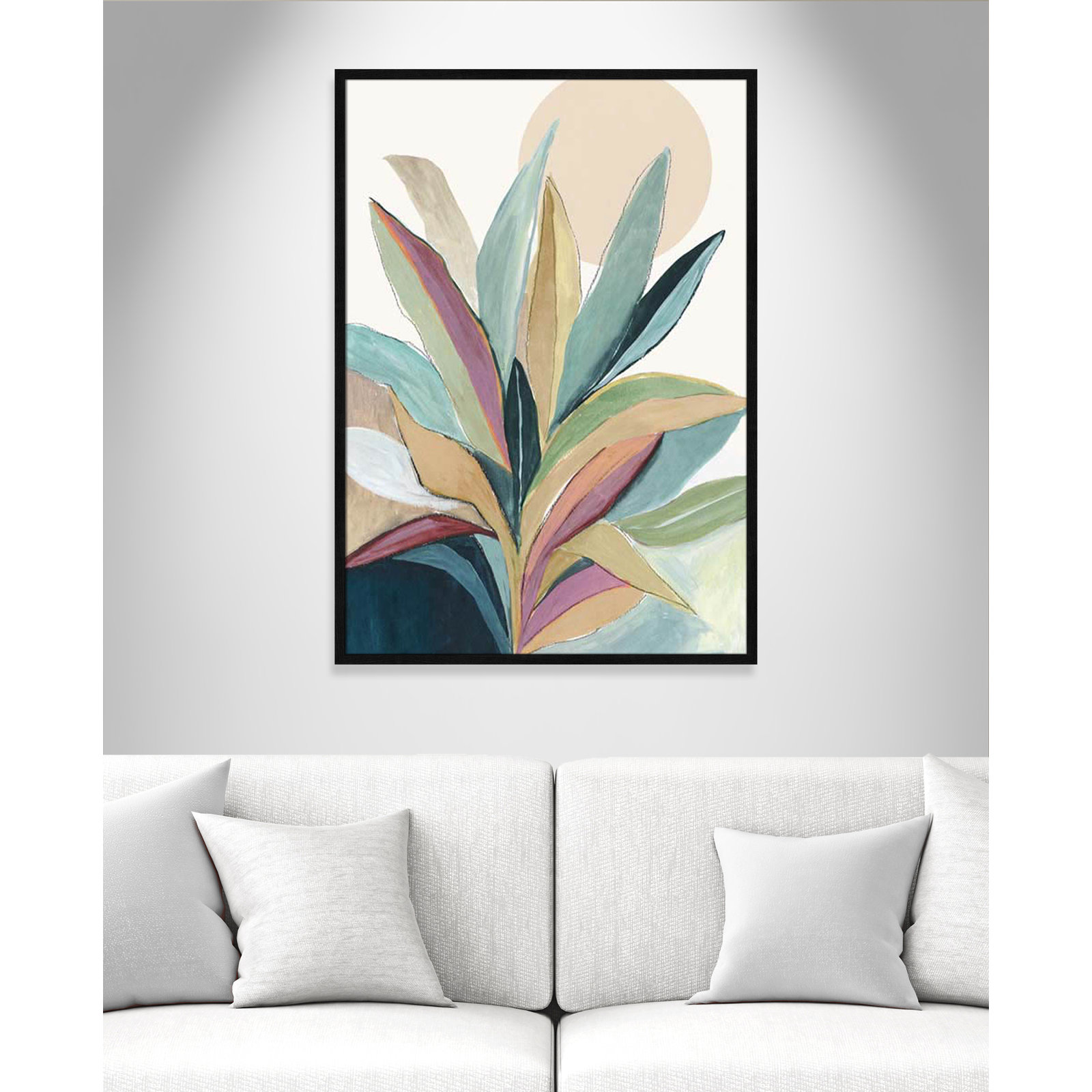 Sunny Bright Leaves I by Asia Jensen, Black Slim Unmatted Picture Framed, 41.5" H x 29.5" W x 0.75" D