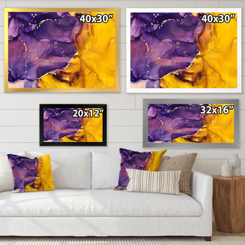 «Mauve et or», impression sur toile, H 34 po x l 44 po, Cadre photo argenté