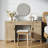 Bohemian Rattan 3-Drawer And 2-Cabinet Makeup Vanity Desk With Adjustable Shelves-1631516014