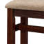 Ensemble de table de bar cannelée en bois massif avec tabourets rembourrés en tissu, ensemble de salle à manger à hauteur de comptoir pour 2 personnes