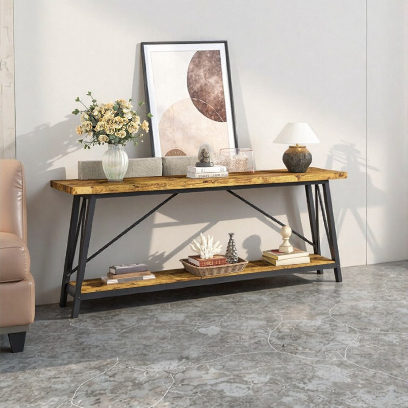 Table de bout 70,9 po pour canapé d'entrée industrielle, Brun