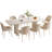 78.97" Modern Rectangle Cream White Dining Table Set with 8 Chairs for Kitchen, Bar, Living Room-1179052233-1179052239