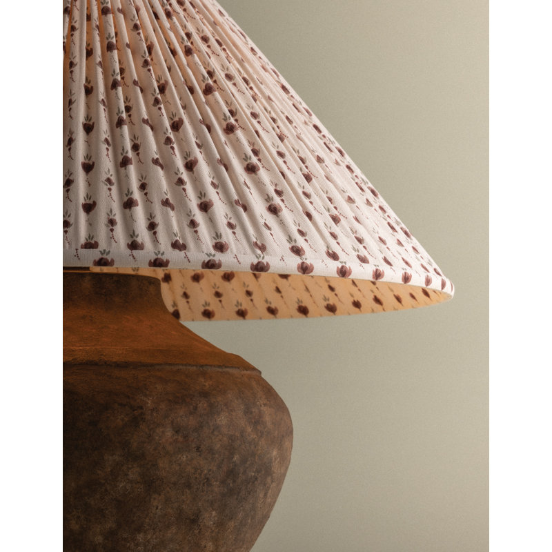 Calabria Table Lamp With Bloom Slate Shade, Primrose Red Shade