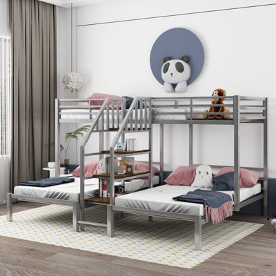 Graidy Twin over Twin Standard Bunk Bed with Shelves by Harriet Bee