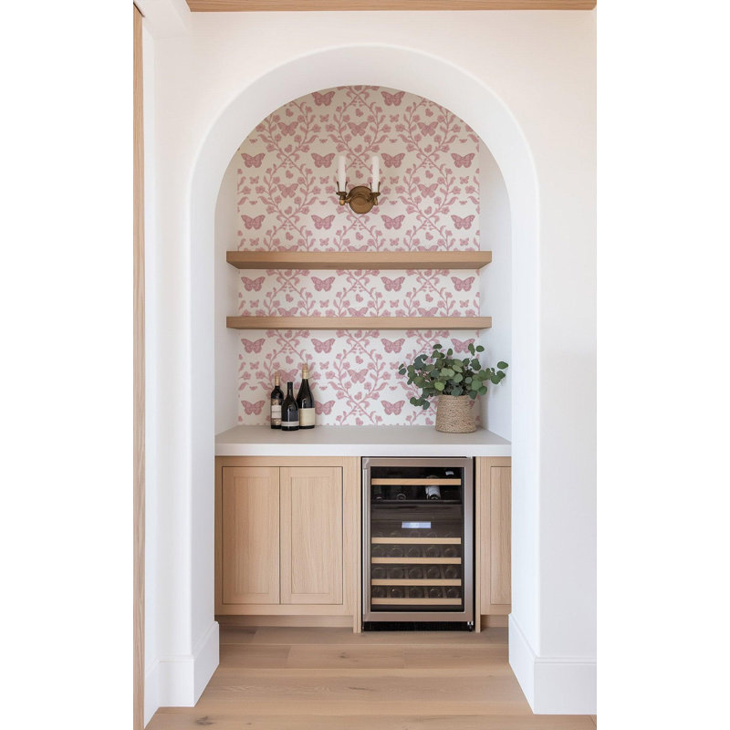 Butterfly Garden - Wallpaper, Dusty Blush, Premium Paper, Non-Pasted