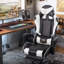 Footrest Gaming Chair with Lumbar Pillow Massage Function-58299365
