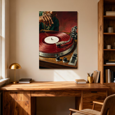 Disque vinyle sur tourne-disque rouge Fashion Man