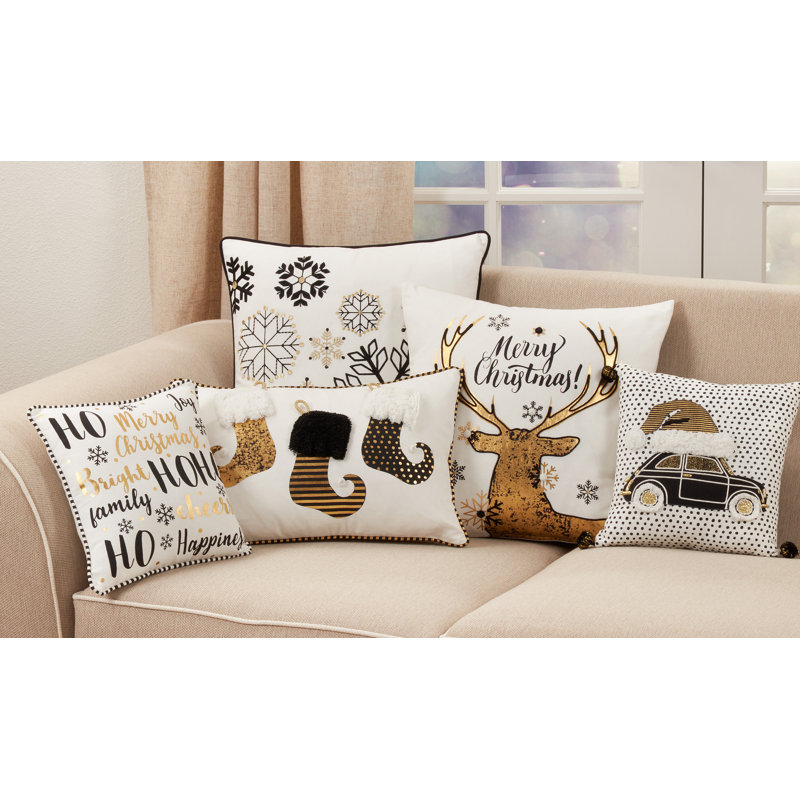 Gold Stockings Design Cotton Throw Pillow with Down Filling