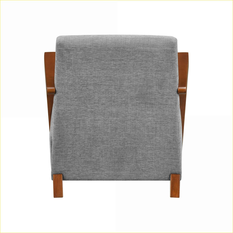 Fauteuil d'appoint ultra-moderne gris clair pour adultes, siège en mousse de tissu à structure en bois massif, mobilier de salon, 1 pièce