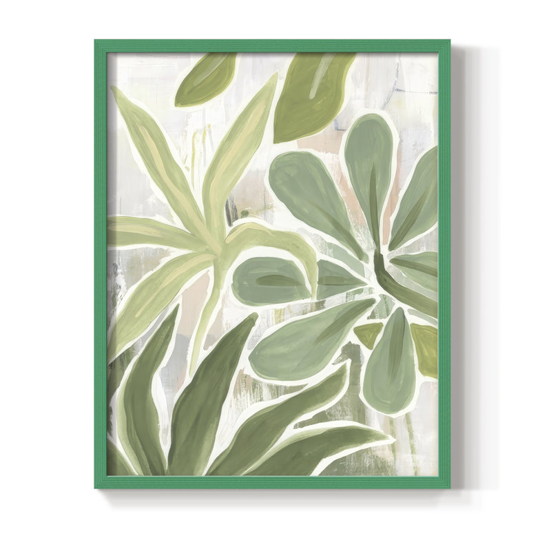 «Tropical Graffiti II», reproduction encadrée - bois massif, Vert, H 21 po x l 17 po