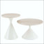 Ensemble de 2 tables basses rondes avec dessus en travertin et base en acier