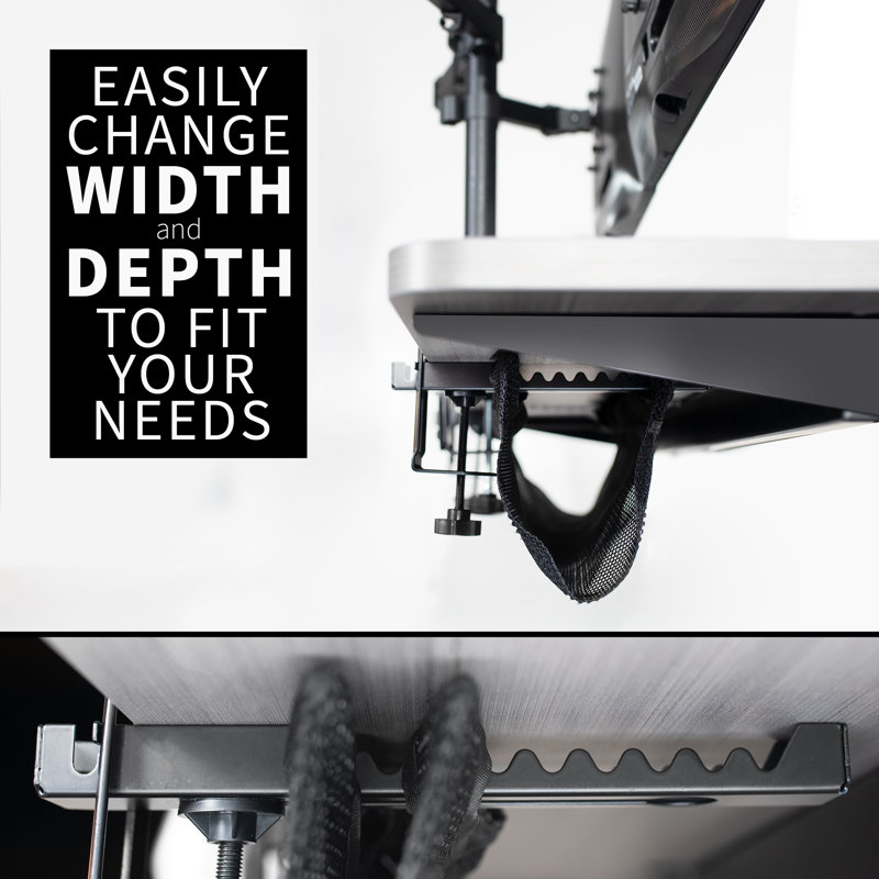 Black 36" Clamp-On Under Desk Mesh Cable Management Net