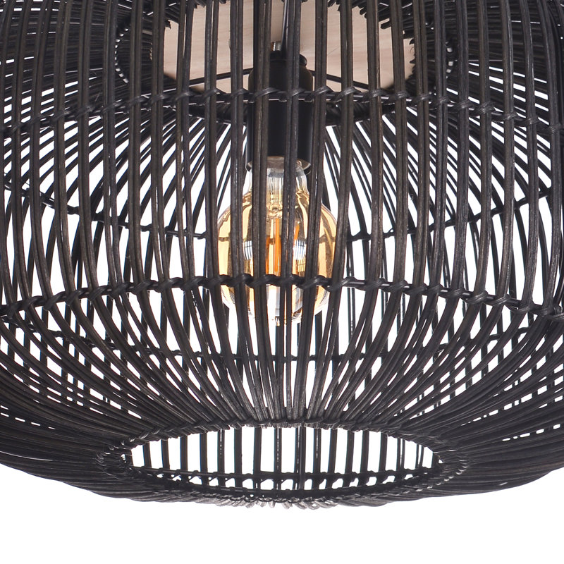 Luminaire suspendu en rotin noir pour îlot de cuisine