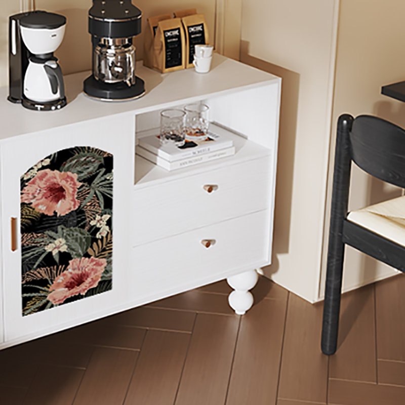 Buffet multifonctionnel de style rétro 59,1 po, Blanc