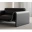 Fauteuil moderne en cuir noir avec structure sculpturale - Design minimaliste italien pour le salon, le bureau ou la boutique