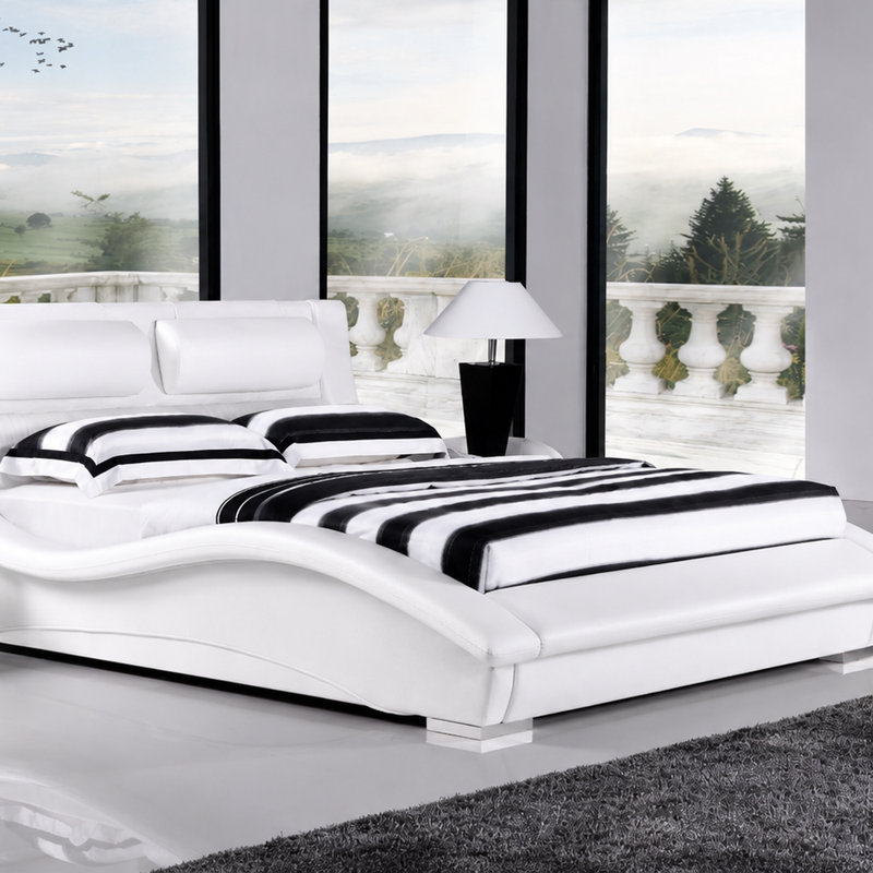 Lit plateforme en cuir Ameyia