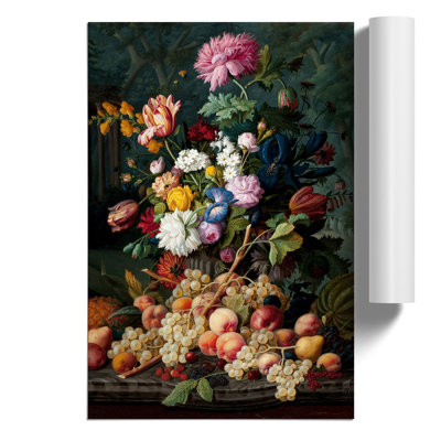 Still Life With Flowers And Fruit Vol.15 by Severin Roesen - No Frame Painting