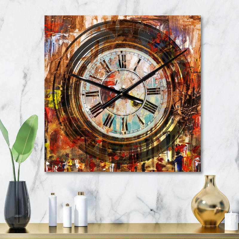 People and Time, peinture acrylique - Horloge murale industrielle, Moyen