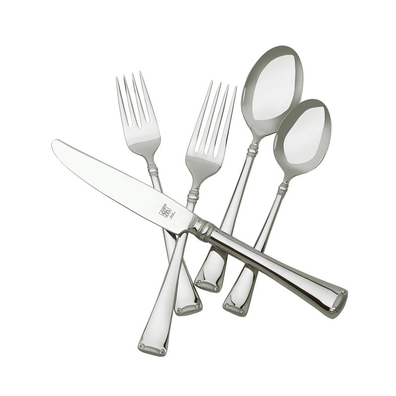 Classic Stainless Steel 45-Piece Flatware Set with Banded Rim