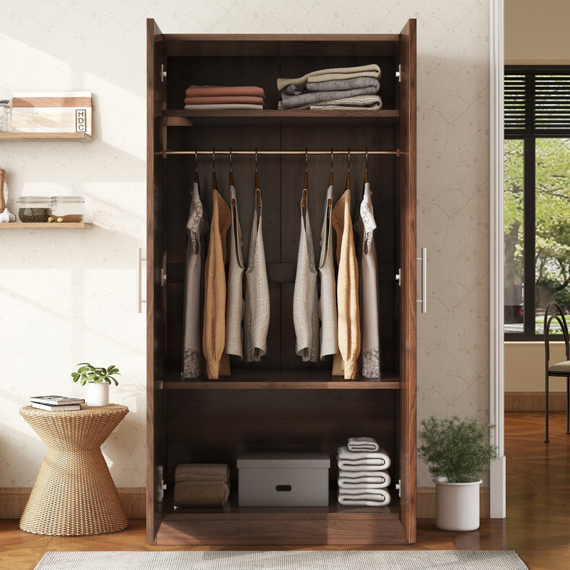 Armoire penderie 2 portes avec 3 tablettes de rangement