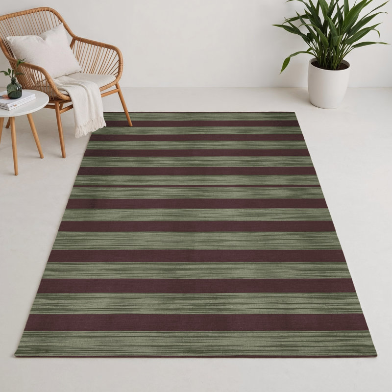 Tapis intérieur / extérieur noir HorizontalStripes, Rectangulaire 3 pi x 5 pi