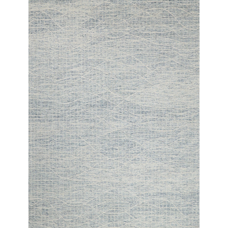 Handmade Geometric Tufted Wool Rectangular Silver Area Rug