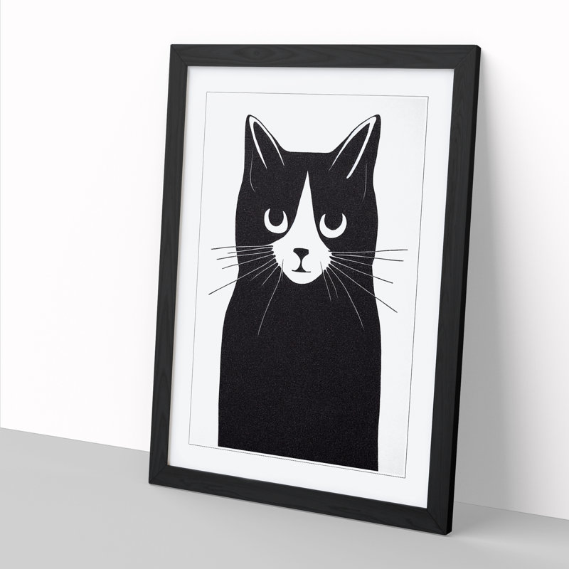 Cat Minimalism Vol.2 1 Piece Wall Art, 64cm H x 46cm W, Oak Framed