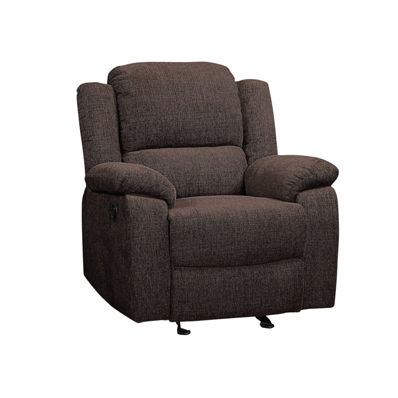Brown Velvet Recliner with Wood Frame