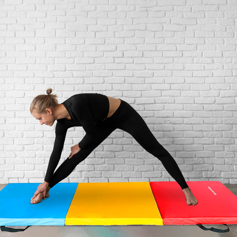 BalanceFrom Fitness GoGym 6' X 2' X 1.5" Folding 3-Panel Exercise Mat – Gray, Yoga & Gym Mat