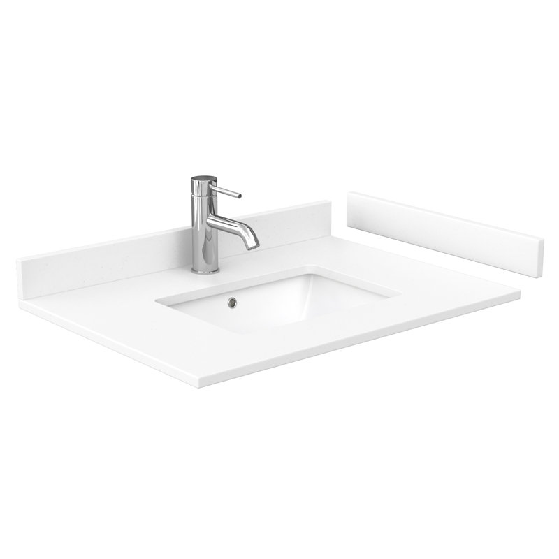 Elan 30'' White Oak Single Bathroom Vanity with Carrara Marble Top
