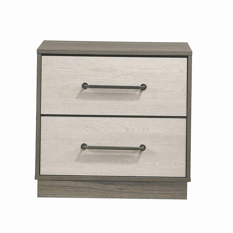 Table de chevet 2 tiroirs avec base flottante, chêne gris
