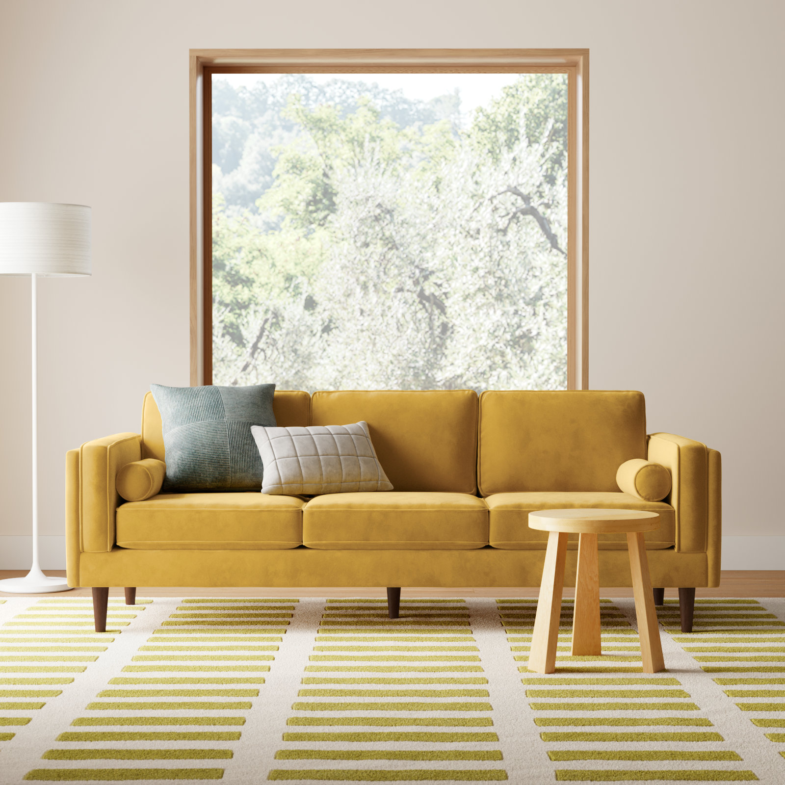 86" Velvet Sofa, Velvet Gold