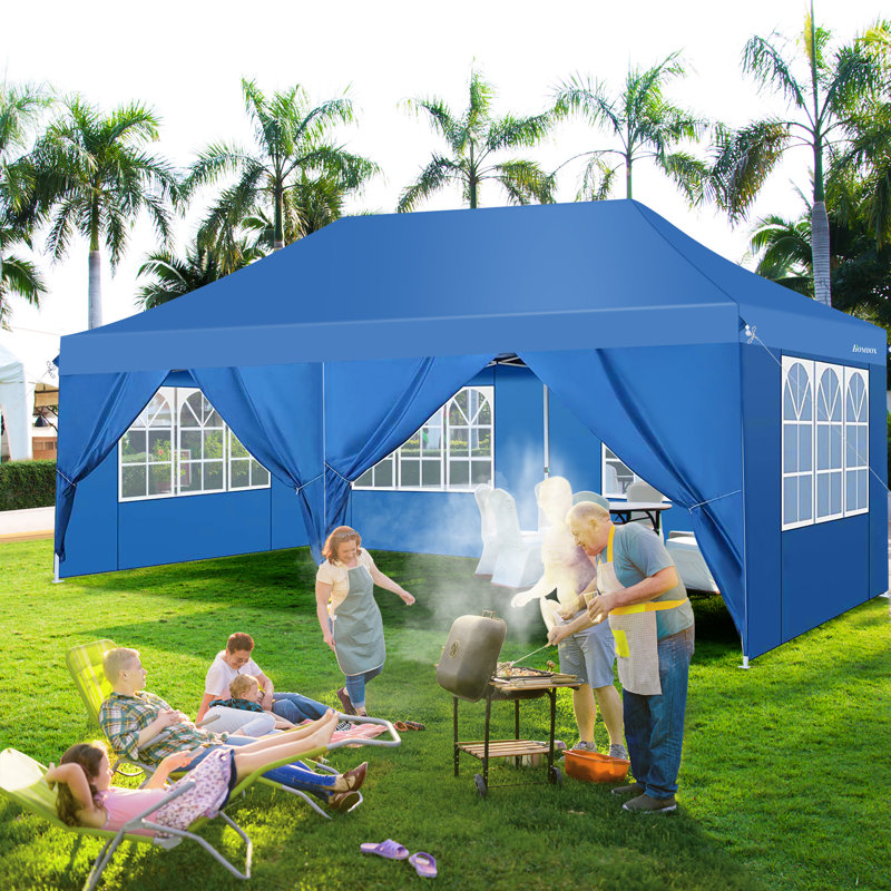 20 Ft. W x 10 Ft. D Metal Canopy, Blue
