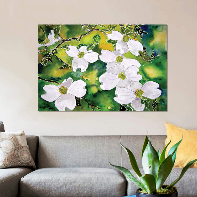 «Dogwood Tree Flowers», impression sur toile, H 12 po x l 18 po x P 1,5 po, Toile tendue, Pas de tapis