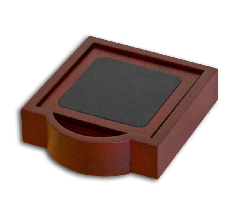 Quatre sous-verres carrés avec support Mejias