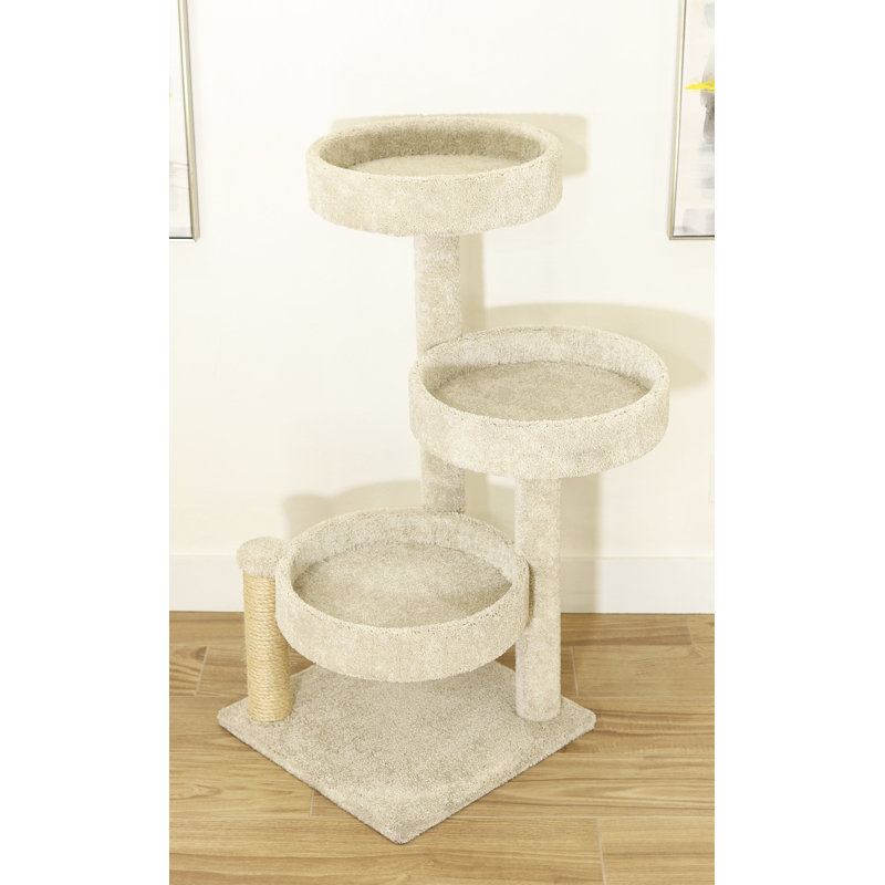 XXL Beige Carpet and Sisal Cat Tree with Perches