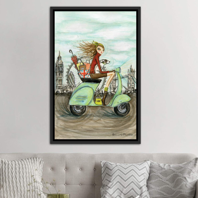 Art de londres, H 48 po x l 32 po x P 1,5 po, Toile avec cadre noir patiné