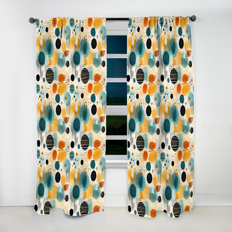 Motif géométrique jaune et vert I - Rideau obscurcissant géométrique abstrait - 1 panneau, L 52 po x L 84 po