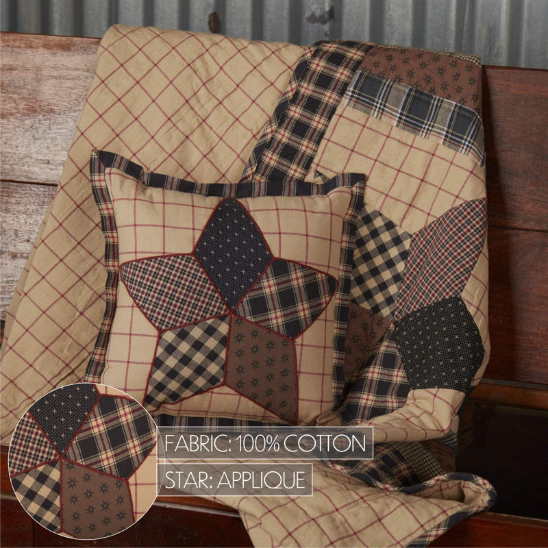 Bingham Star Patchwork Cotton Throw Pillow in Black and Beige