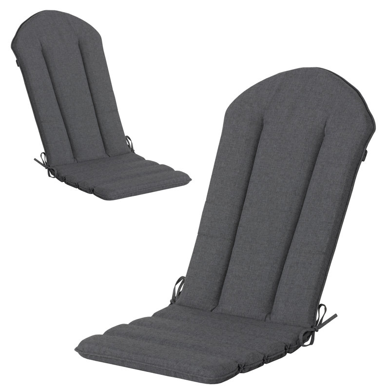 Coussin pour chaise de patio 20 po x 50 po, coussin pour chaise Adirondack avec attaches, Gris foncé, 2