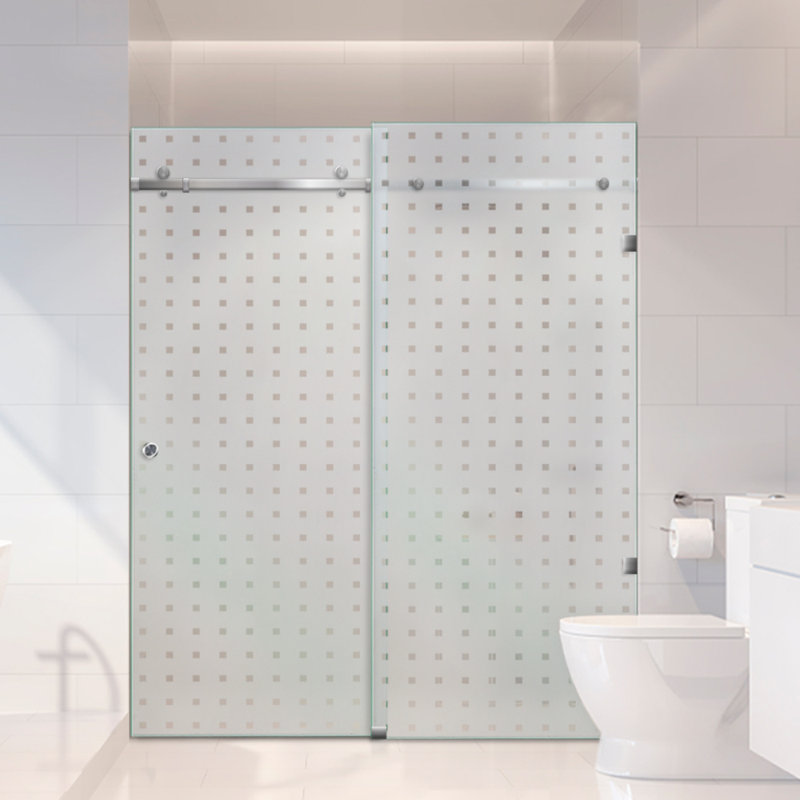 Portes de douche coulissantes en verre sans cadre H 66 po x H 80 po, Gauche, Semi-privé