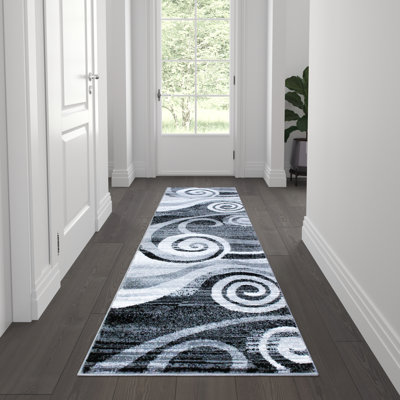 Aliodija Modern Swirl Design Olefin Area Rug