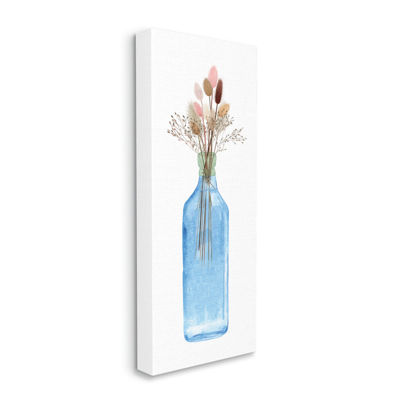 Conception simple d'un arrangement floral de vase bleu par Susan Jill - Peinture, Toile tendue, H 24 po x l 10 po x P 1,5 po