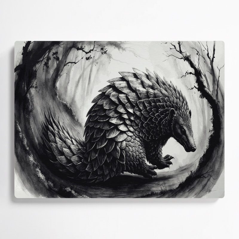 Faune, art mural gris pangolin, H 11 po x l 14 po
