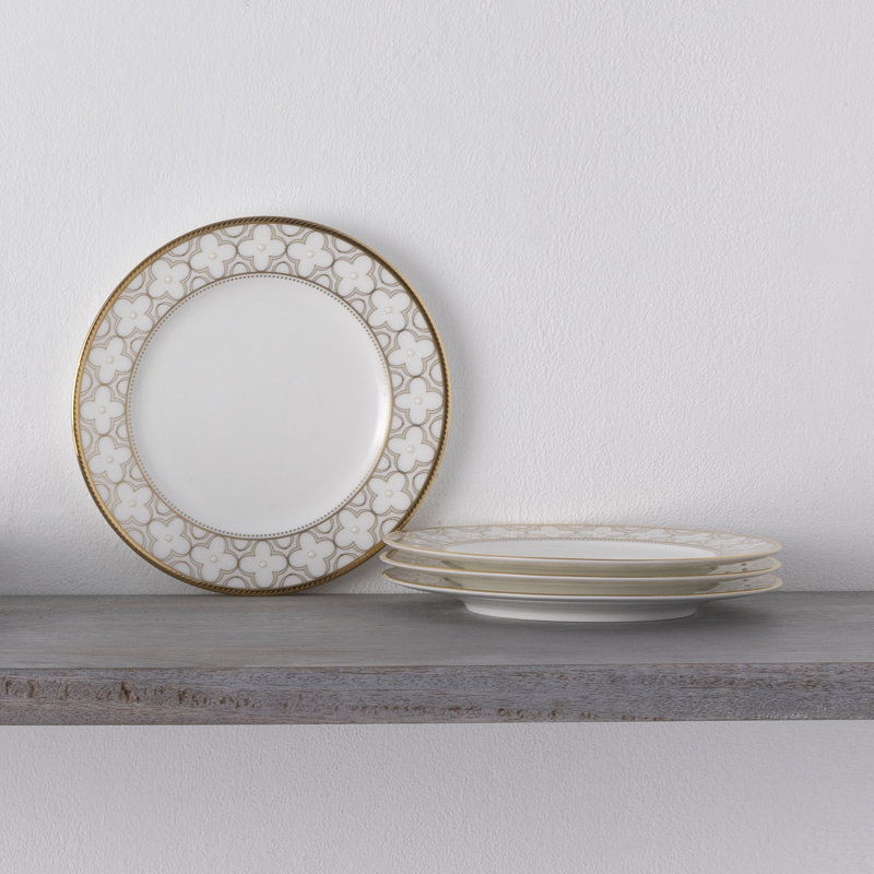 Noritake Trefolio Gold Set Of 4 Bread & Butter/Appetizer Plates, 6-1/2"