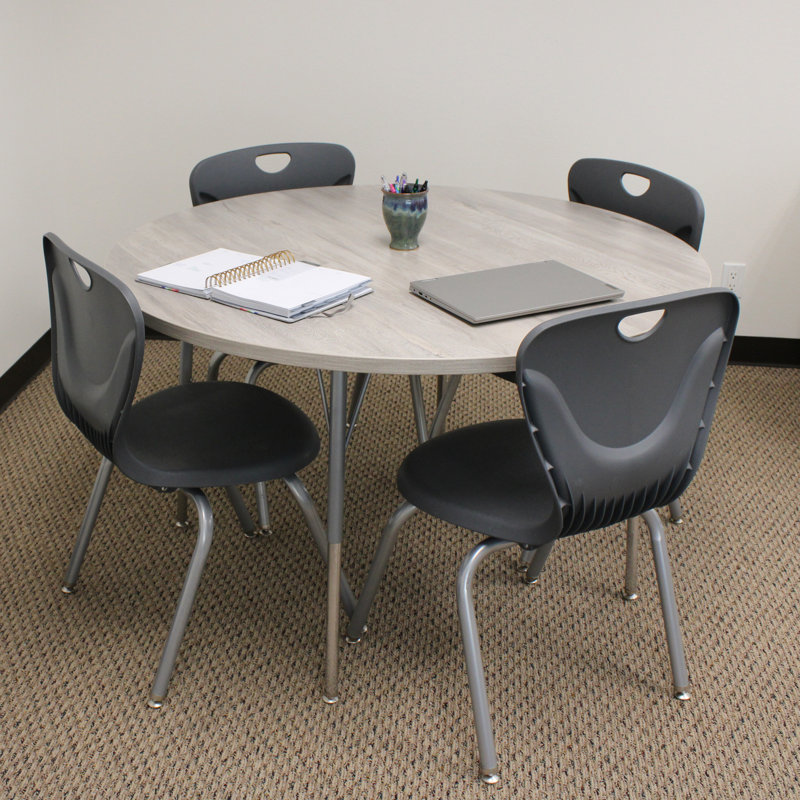 Table d'activité avec pieds réglables La Madera, H 31,5 po x L 60 po x l 60 po, Bois gris clair / argent