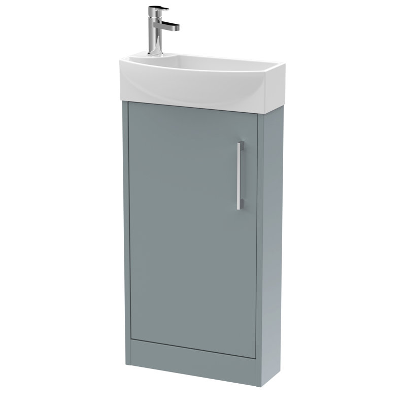 Juno 450mm Single Bathroom Vanity with Integrated Vitreous China Basin, Coastal Grey